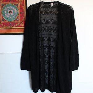 H&M Divided Long Black Geometric Cardigan